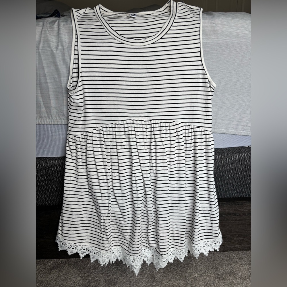 Elegant Maternity Black and White Striped Tank Top